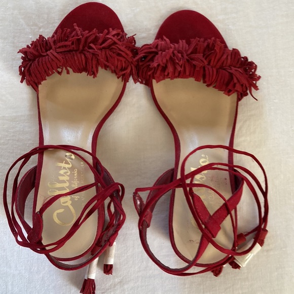 Callisto of California red size 7 suede sandals - Picture 4 of 7